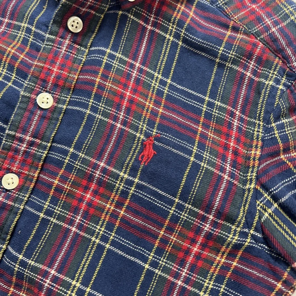 Polo Ralph Lauren Plaid Flannel‎ Shirt Blue Red Yellow Boys Size Size 8